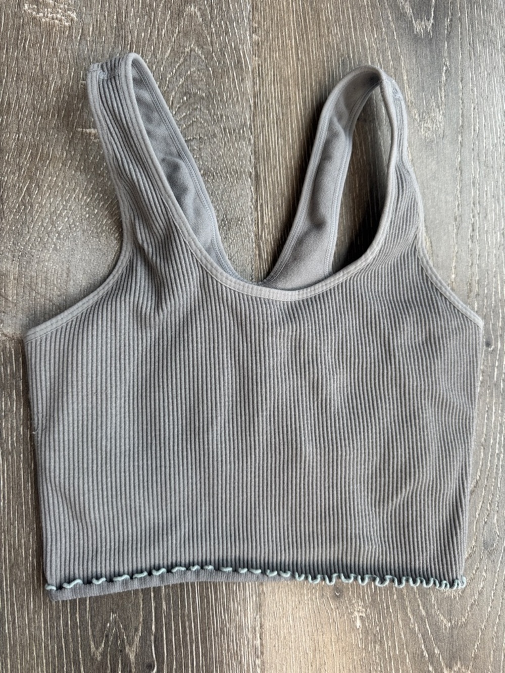 Spiritual Gangster Ribbed Crop Tank - Stone Gray AZ0523